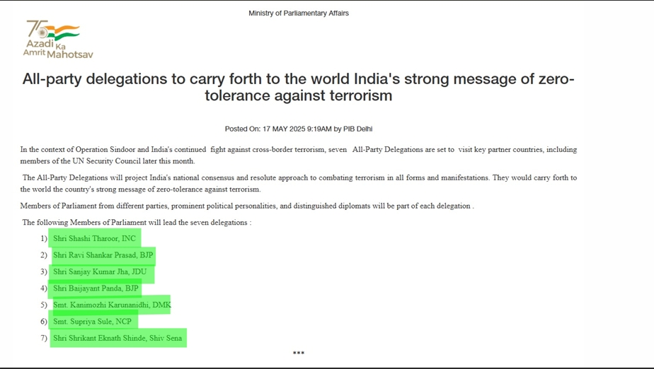 All Party Delegation On Mission